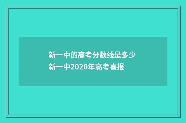 新一中的高考分数线是多少 新一中2020年高考喜报