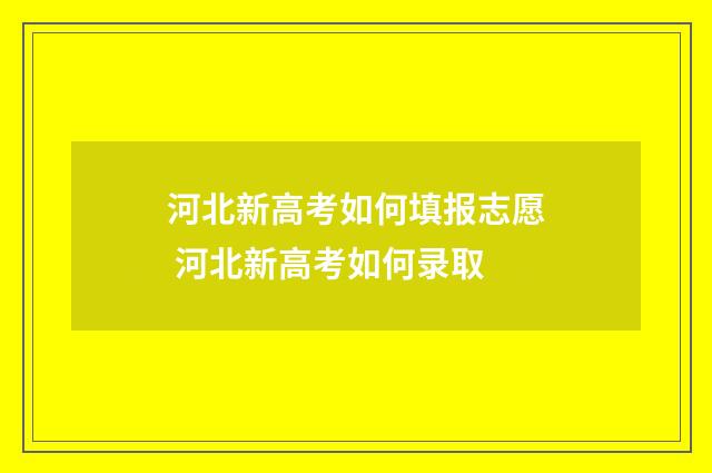 河北新高考如何填报志愿 河北新高考如何录取