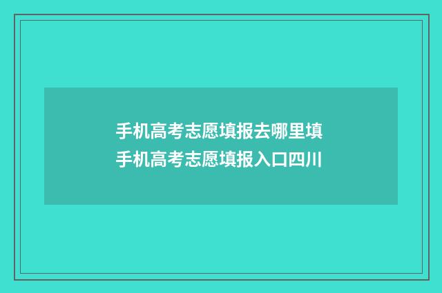手机高考志愿填报去哪里填 手机高考志愿填报入口四川