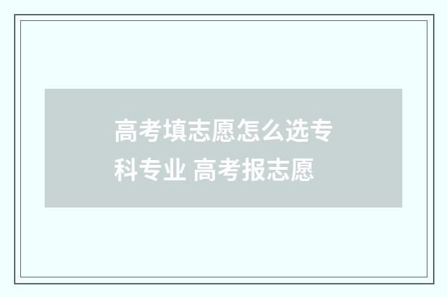 高考填志愿怎么选专科专业 高考报志愿