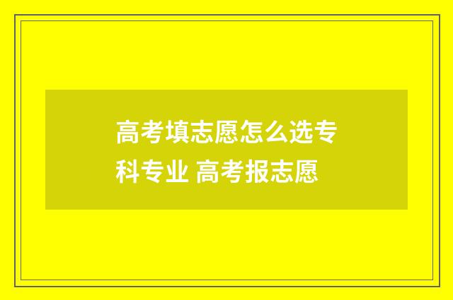 高考填志愿怎么选专科专业 高考报志愿