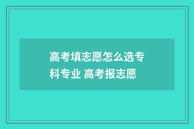 高考填志愿怎么选专科专业 高考报志愿