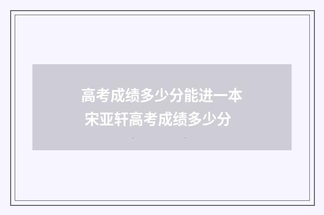 高考成绩多少分能进一本 宋亚轩高考成绩多少分