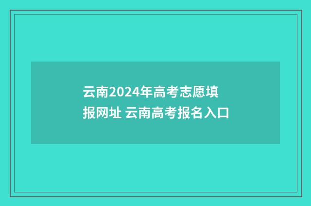 云南2024年高考志愿填报网址 云南高考报名入口