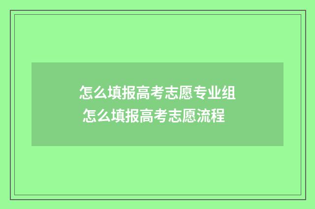 怎么填报高考志愿专业组 怎么填报高考志愿流程
