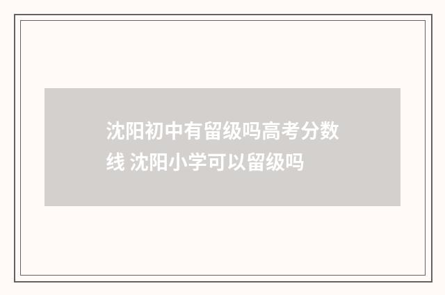 沈阳初中有留级吗高考分数线 沈阳小学可以留级吗