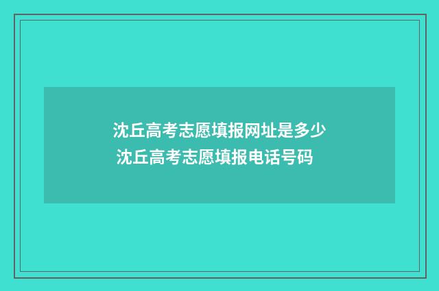沈丘高考志愿填报网址是多少 沈丘高考志愿填报电话号码