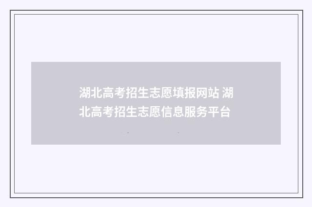 湖北高考招生志愿填报网站 湖北高考招生志愿信息服务平台