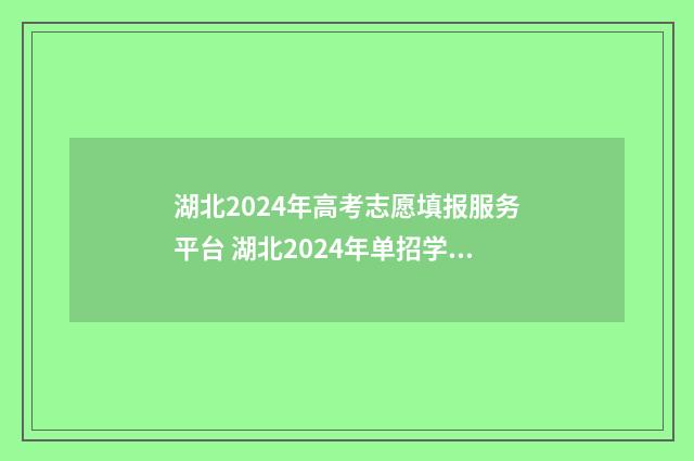 湖北2024年高考志愿填报服务平台 湖北2024年单招学校有哪些