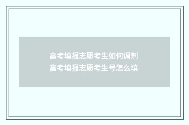 高考填报志愿考生如何调剂 高考填报志愿考生号怎么填