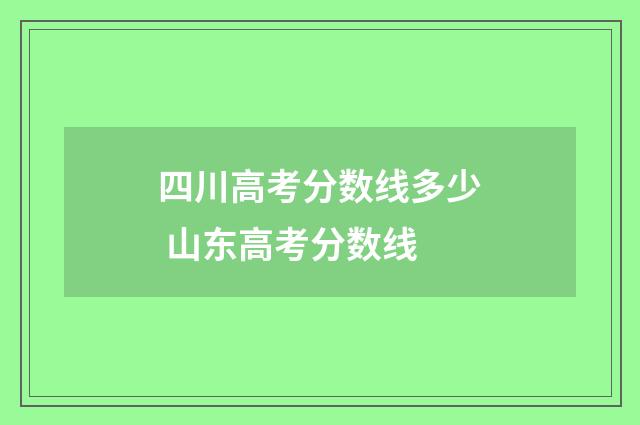 四川高考分数线多少 山东高考分数线