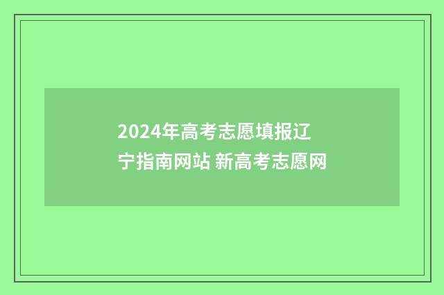 2024年高考志愿填报辽宁指南网站 新高考志愿网