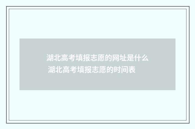湖北高考填报志愿的网址是什么 湖北高考填报志愿的时间表