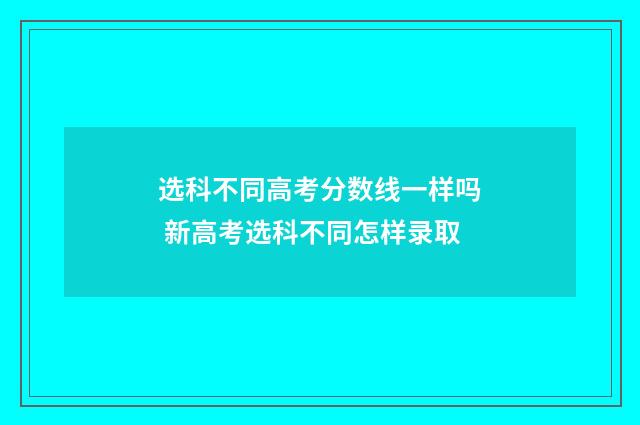 选科不同高考分数线一样吗 新高考选科不同怎样录取