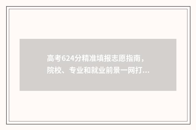 高考624分精准填报志愿指南，院校、专业和就业前景一网打尽 高考624分什么概念