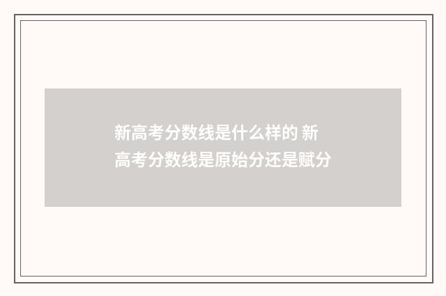 新高考分数线是什么样的 新高考分数线是原始分还是赋分