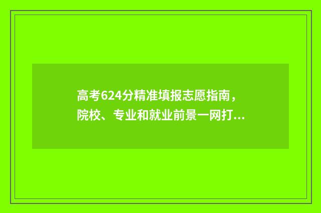 高考624分精准填报志愿指南，院校、专业和就业前景一网打尽 高考624分什么概念