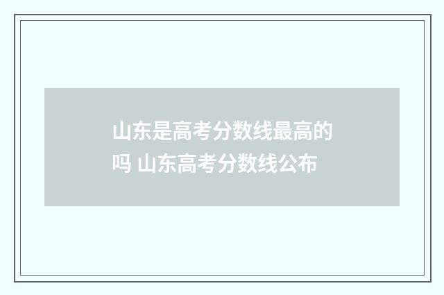 山东是高考分数线最高的吗 山东高考分数线公布