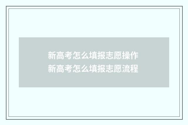 新高考怎么填报志愿操作 新高考怎么填报志愿流程