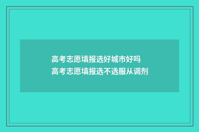 高考志愿填报选好城市好吗 高考志愿填报选不选服从调剂
