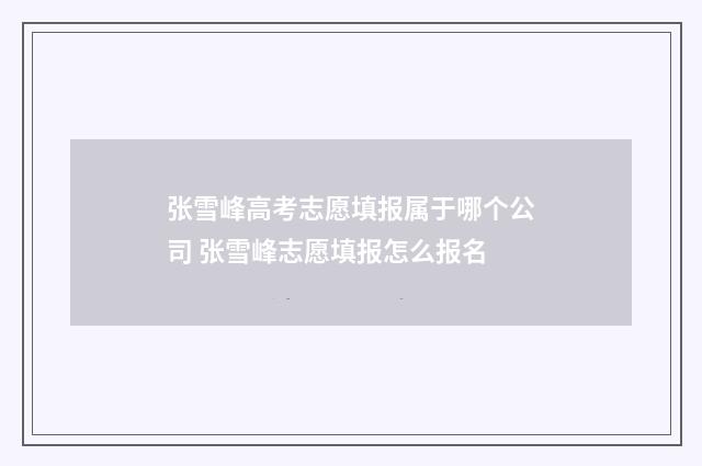 张雪峰高考志愿填报属于哪个公司 张雪峰志愿填报怎么报名