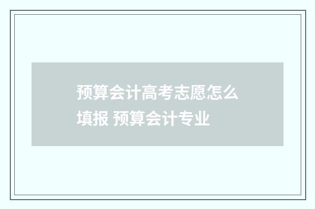 预算会计高考志愿怎么填报 预算会计专业