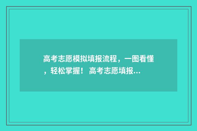 高考志愿模拟填报流程，一图看懂，轻松掌握！ 高考志愿填报助手