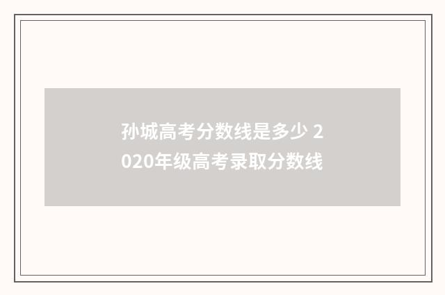 孙城高考分数线是多少 2020年级高考录取分数线