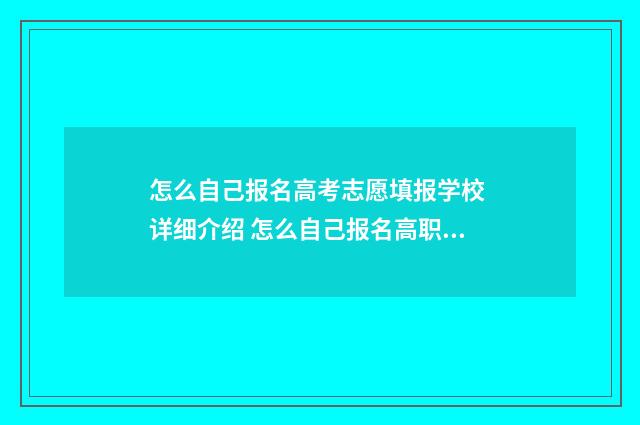 怎么自己报名高考志愿填报学校 详细介绍 怎么自己报名高职高考