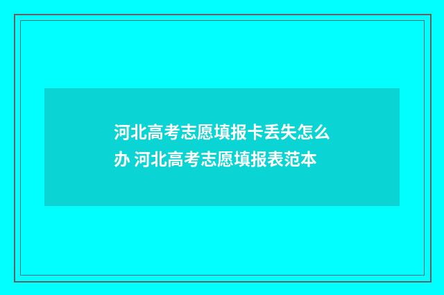 河北高考志愿填报卡丢失怎么办 河北高考志愿填报表范本