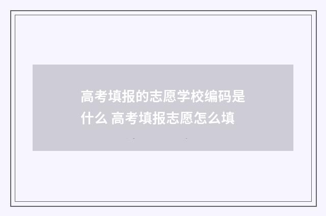 高考填报的志愿学校编码是什么 高考填报志愿怎么填