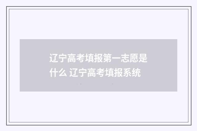 辽宁高考填报第一志愿是什么 辽宁高考填报系统