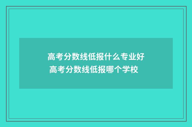高考分数线低报什么专业好 高考分数线低报哪个学校