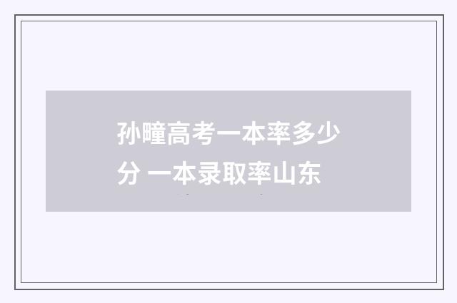 孙疃高考一本率多少分 一本录取率山东