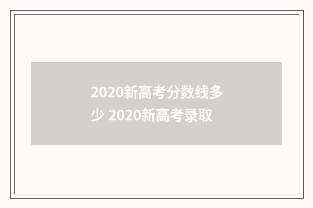 2020新高考分数线多少 2020新高考录取