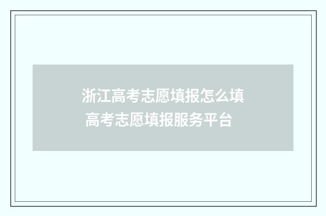 浙江高考志愿填报怎么填 高考志愿填报服务平台