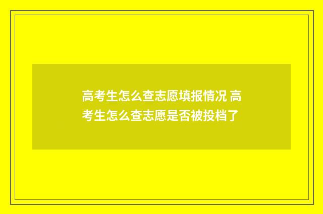 高考生怎么查志愿填报情况 高考生怎么查志愿是否被投档了