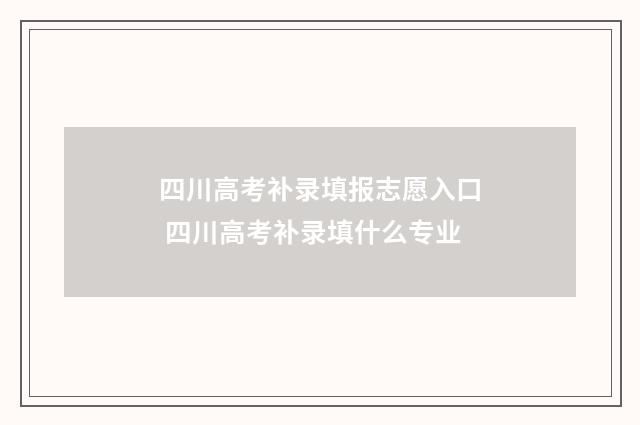 四川高考补录填报志愿入口 四川高考补录填什么专业