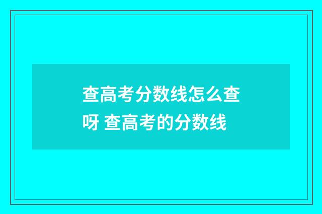 查高考分数线怎么查呀 查高考的分数线