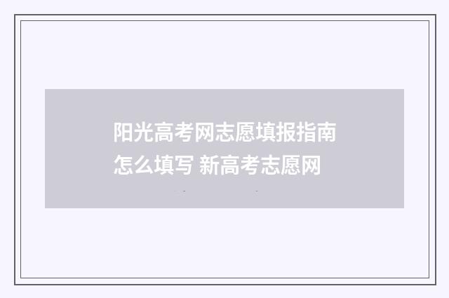 阳光高考网志愿填报指南怎么填写 新高考志愿网