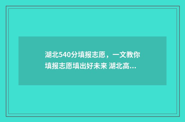 湖北540分填报志愿，一文教你填报志愿填出好未来 湖北高考540