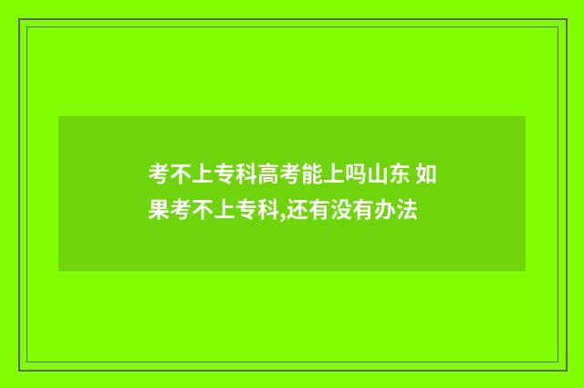 考不上专科高考能上吗山东 如果考不上专科,还有没有办法