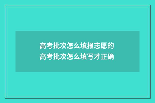 高考批次怎么填报志愿的 高考批次怎么填写才正确