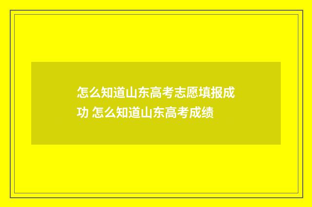 怎么知道山东高考志愿填报成功 怎么知道山东高考成绩
