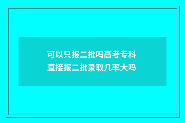 可以只报二批吗高考专科 直接报二批录取几率大吗