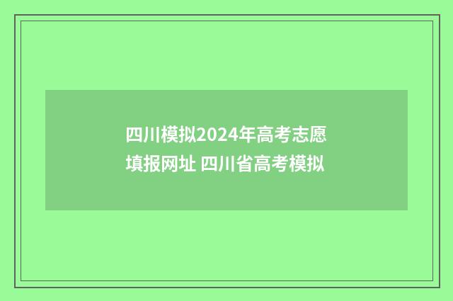 四川模拟2024年高考志愿填报网址 四川省高考模拟