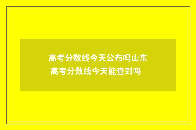 高考分数线今天公布吗山东 高考分数线今天能查到吗