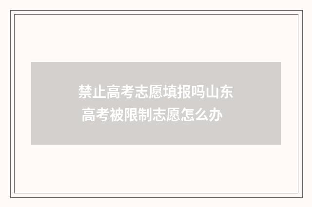禁止高考志愿填报吗山东 高考被限制志愿怎么办