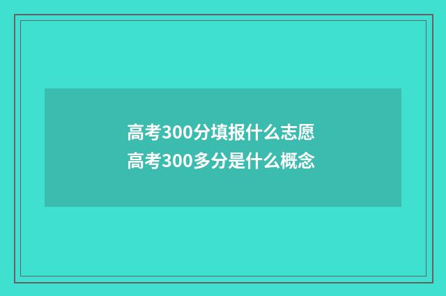 高考300分填报什么志愿 高考300多分是什么概念