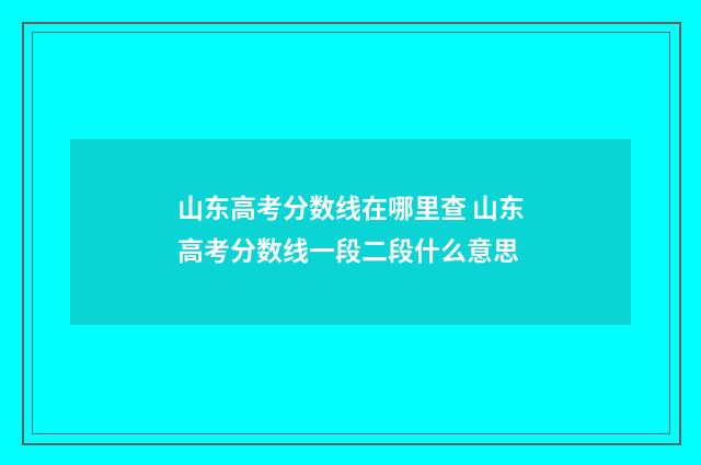 山东高考分数线在哪里查 山东高考分数线一段二段什么意思